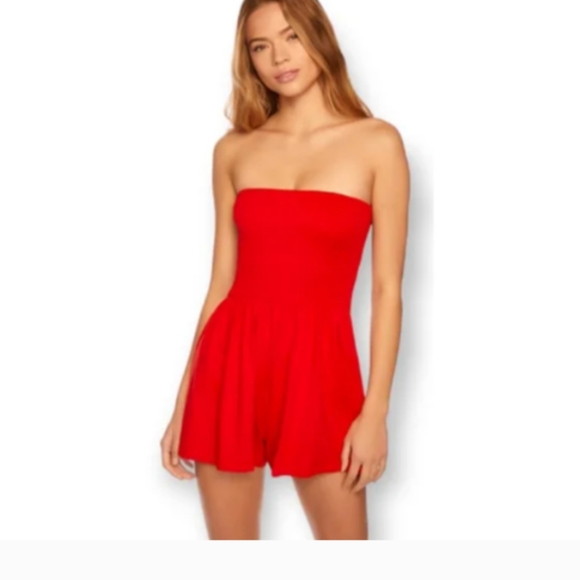 Rio Euro Summer Strapless Blouson Tube Romper Perfect Red Strapless XS - Picture 13 of 15